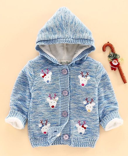 Wildlinggs Full Sleeves Hooded Sweater - Blue