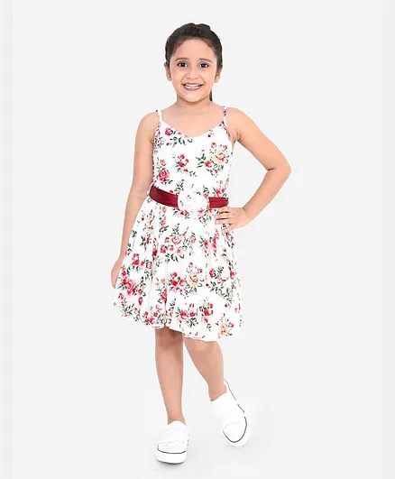 Naughty Ninos Floral Print Sleeveless Dress - White
