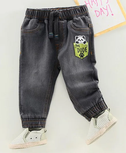 Babyhug Full Length Jogger Jeans - Grey