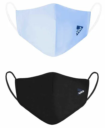 Vea Adults Soft Cotton 5 Layered Filtration Face Mask Pack of 2 - Black Navy