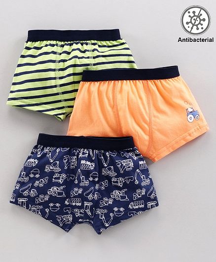 Babyoye Cotton Blend Printed Antibacterial Trunk Pack of 3 - Orange