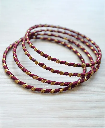 Pretty Ponytails Handmade Silk Thread Bangles Set - Purple