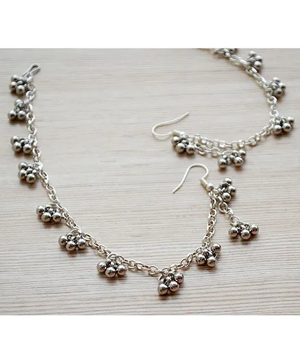 Pretty Ponytails Gold Plated Ghungroo Beaded Earrings - Silver