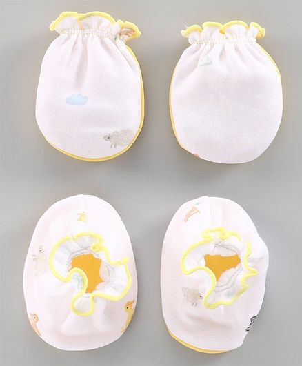 Ben Benny Mittens & Booties - White Yellow