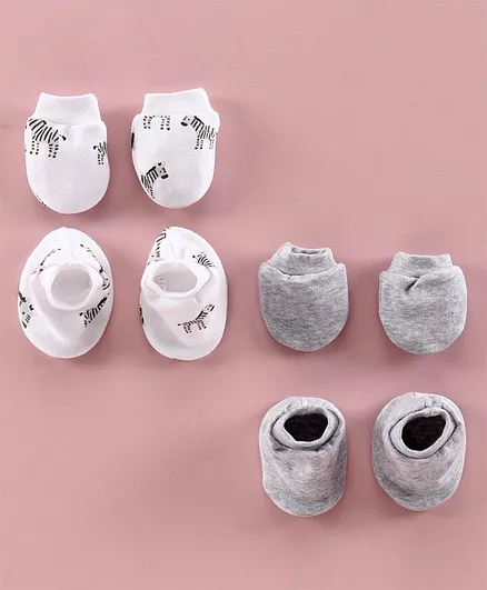Ben Benny Mittens & Booties Set of 2 Pairs - Grey White