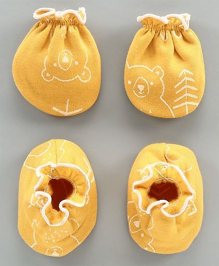 Ben Benny Printed Mittens & Booties Set - Yellow