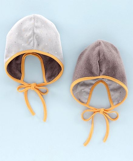 Ben Benny Reversible Winter Cap Grey Yellow - Diameter 11.5 cm
