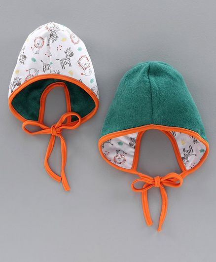 Ben Benny Reversible Winter Cap Off White Green - Diameter 10.5 cm