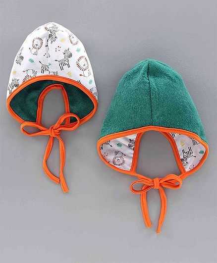 Ben Benny Reversible Winter Cap Green White - Diameter 11.5 cm