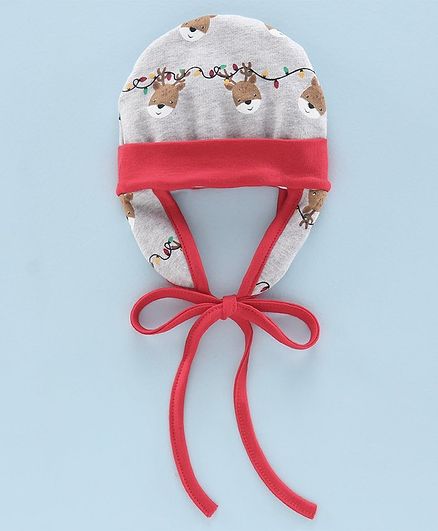 Ben Benny Baby Fleece Winter Cap Reindeer Print Grey - Diameter 10.5 cm
