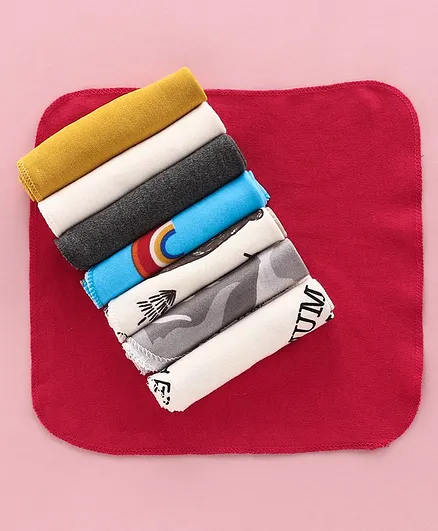 Ben Benny Printed Wash Cloth Towel Pack of 8 - Multicolor