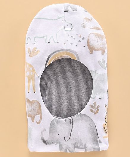 Ben Benny Reversible Monkey Cap Elephant Print Grey - Diameter 10.5 cm