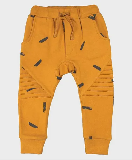 Nino Bambino 100% Organic Cotton Printed Full Length Trackies - Yellow
