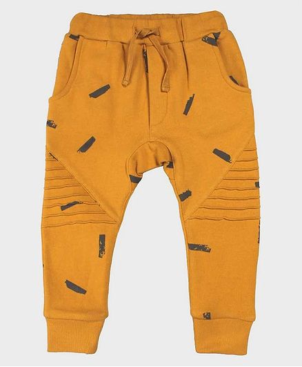 Nino Bambino 100% Organic Cotton Printed Full Length Trackies - Yellow