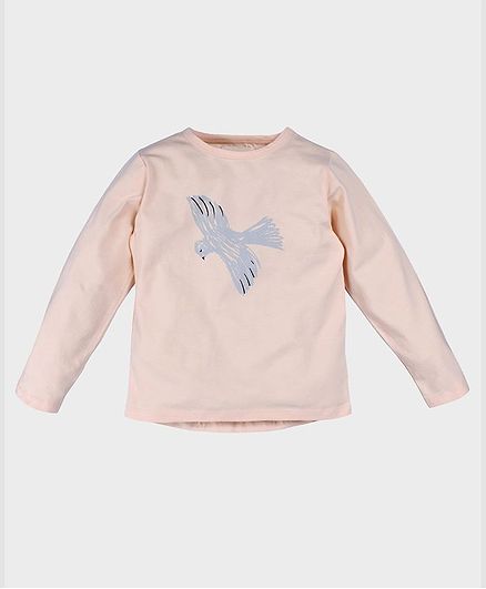 Nino Bambino 100% Organic Cotton Full Sleeves Print T-Shirt - Peach