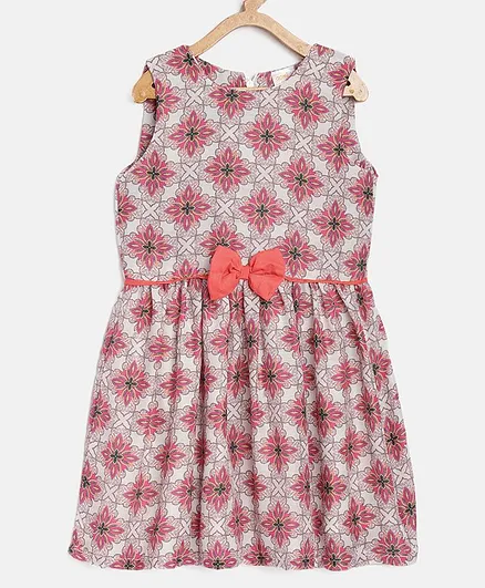 Aomi Sleeveless Floral Print Dress - Pink