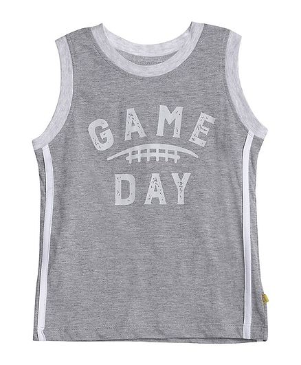 Aomi Sleeveless Game Day Print T-Shirt - Grey