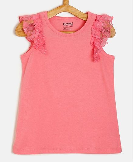 Aomi Sleeveless Ruffle Detailed Top - Pink