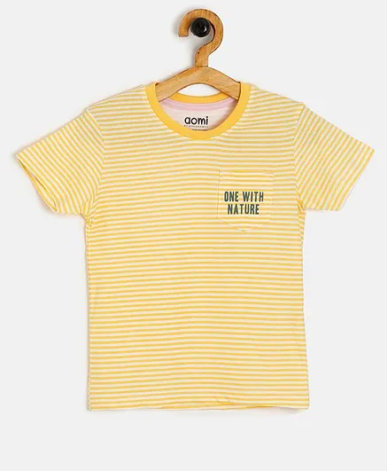 Aomi Striped Half Sleeves Tee - Yellow