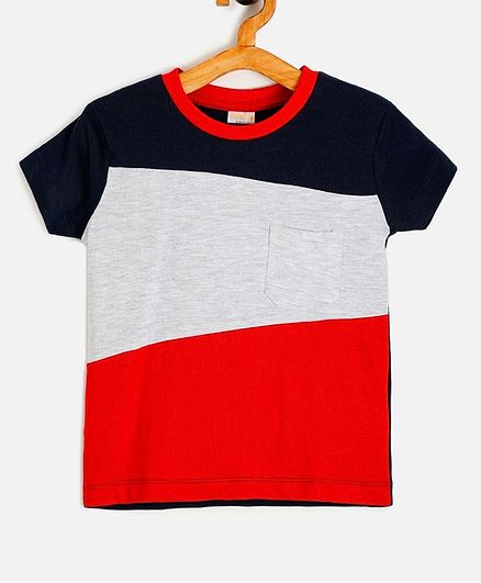 Aomi Color Block Half Sleeves Tee - Black