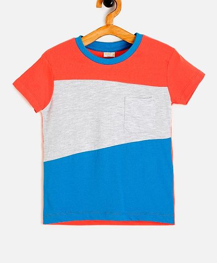 Aomi Color Block Half Sleeves Tee - Orange