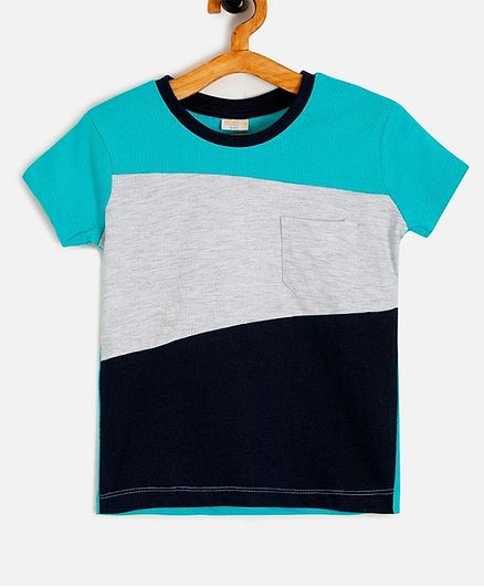 Aomi Color Block Half Sleeves Tee - Green