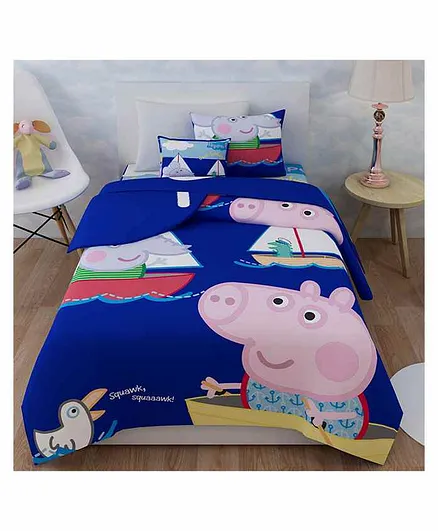 Sassoon Single Blanket Peppa Pig Print - Royal Blue
