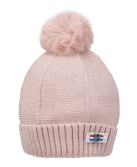 Tiekart Solid Pom Pom Warm Cap - Pink