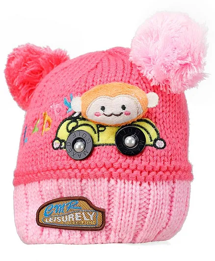 Tiekart Cap Embroidered Warm Cap - Pink
