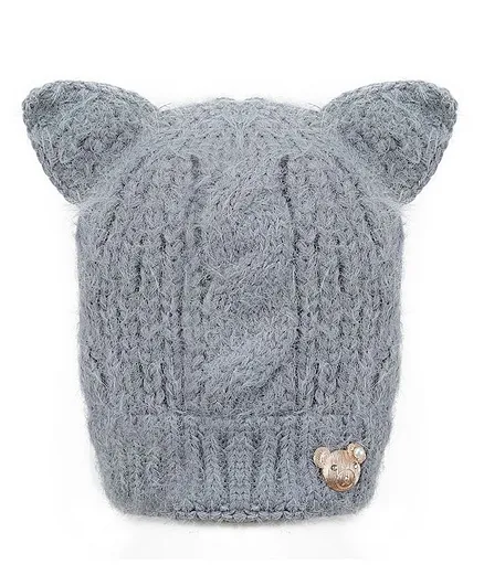 Tiekart Bear Design Warm Cap - Grey