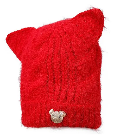 Tiekart Bear Design Warm Cap - Red