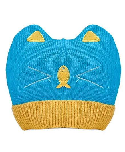Tiekart Cat Warm Baby Cap - Blue & Yellow