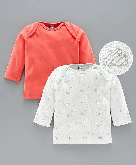Ben Benny Full Sleeves Vests Cloud Print Pack of 2 - Orange White