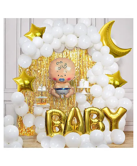 Party Propz Foil and Latex Balloons Set White Gold - Pack of 58