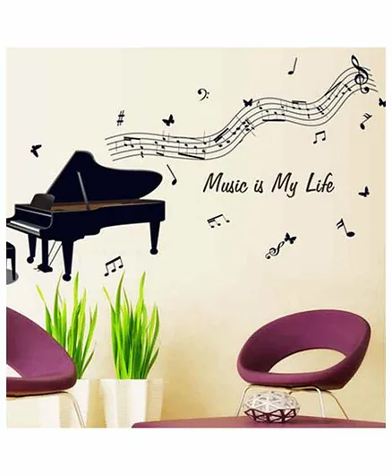 Syga Piano Wall Sticker - Black