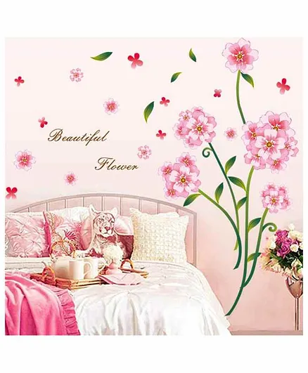 Syga Flower Butterfly Wall Sticker - Pink