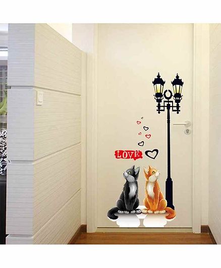 Syga Cats and Lattern Wall Sticker - Cream