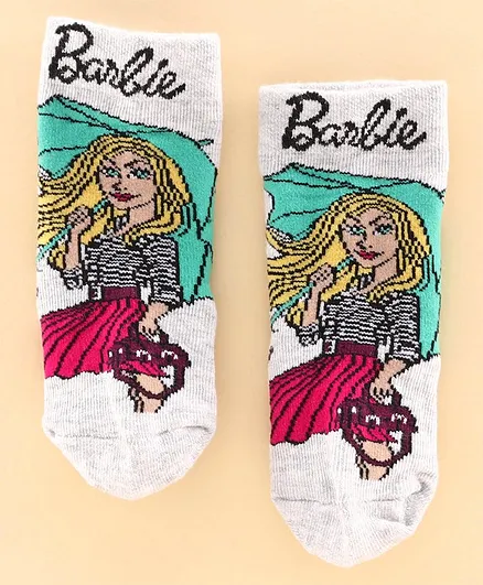 Bonjour Ankle Length Socks Barbie Design - Light Grey