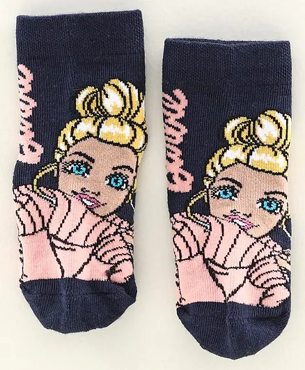 Bonjour Ankle Length Socks Barbie Design - Navy Blue