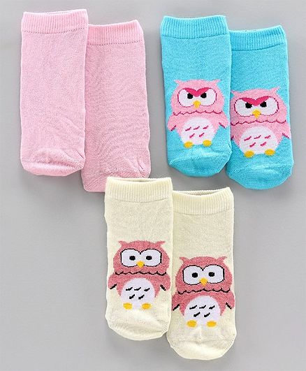 Mustang Ankle Length Socks Set of 3 Pairs - Yellow Pink Blue
