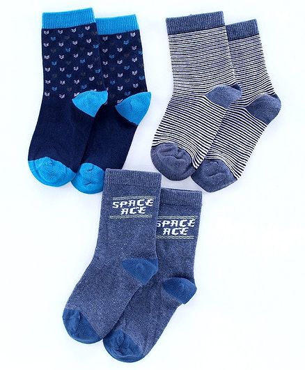Mustang Ankle Length Socks Pack of 3 - Blue