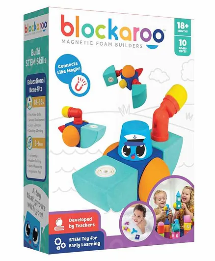 Jester’s Chest Blockaroo Magnetic Boat Foam Blocks Multicolor - 10 Pieces