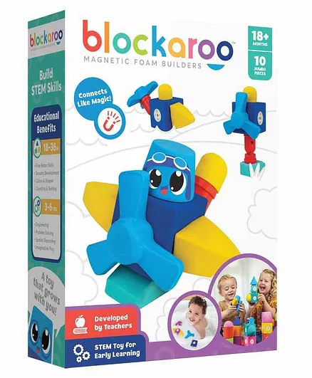 Jester’s Chest Blockaroo Magnetic Plane Foam Blocks Multicolor - 10 Pieces