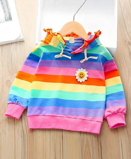 Kookie Kids Full Sleeves Rainbow Sweatshirt - Multicolor