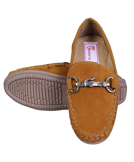 Buckled Up Solid Loafers - Tan