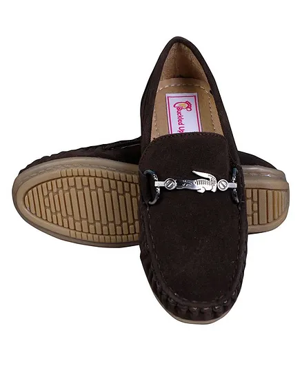 Buckled Up Solid Loafers - Brown