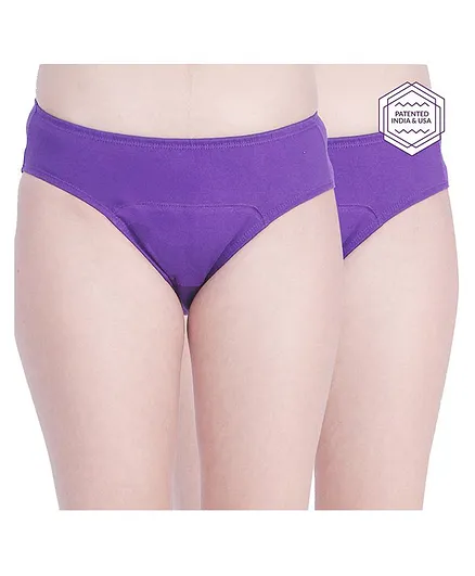 Adira Pack Of 2 Solid Color Period Hipsters - Purple