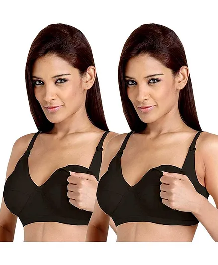 Morph Maternity Pack Of 2 Solid Nursing Bra - Black