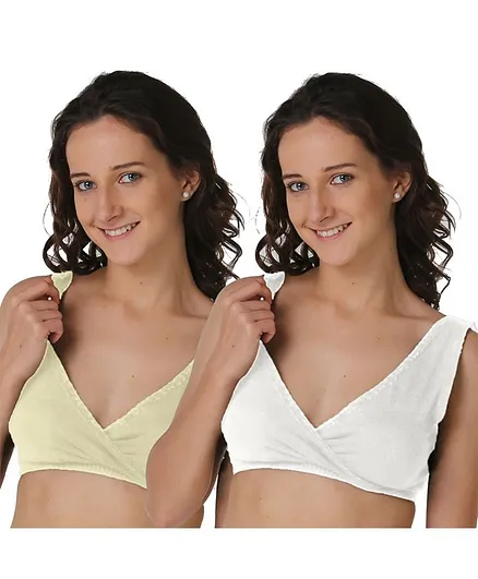 Morph Maternity Pack Of 2 Solid Sleep Nursing Bras - Beige & White