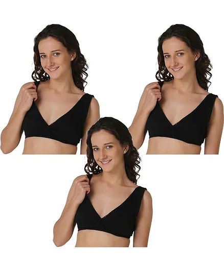 Morph Maternity Pack Of 3 Sleep Solid Nursing Bras - Black